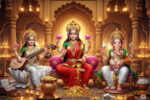 Divine Saraswoti Laxmi Ganesh Trio Wall Art ( 18x24 " ) - Image 2