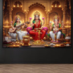 Divine Saraswoti Laxmi Ganesh Trio Wall Art ( 18x24 " )