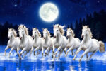 Moonlit Seven  White Horses Wall Art (2x3Fit) - Image 2