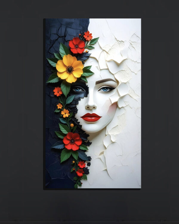 Floral Contrast Lady Wall Art (2x3 Fit)