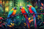 Colorful Parrots Wall Art  (16x24") - Image 2