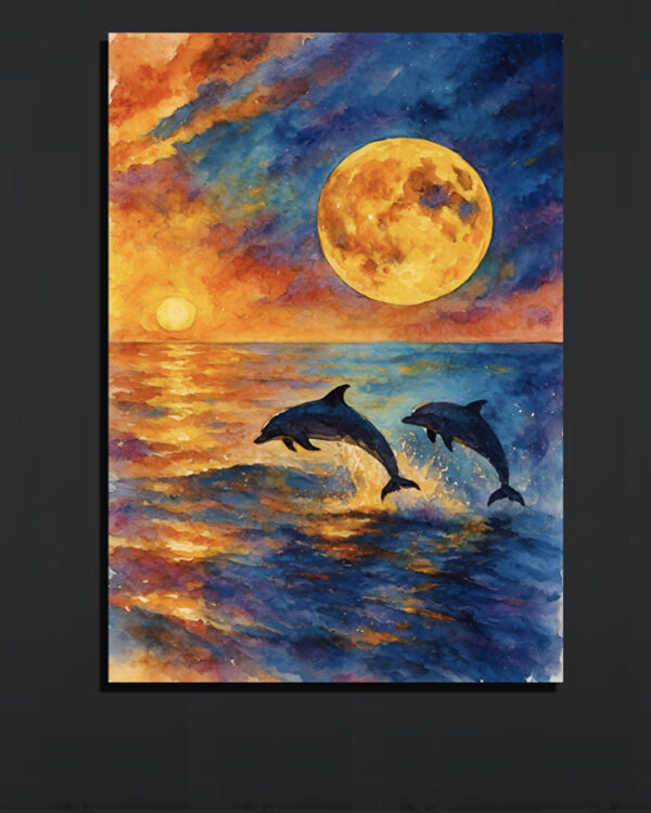 Dolphin Moonlight Canvas (16x24")
