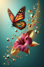 Butterfly & Hibiscus Canvas Art (16x24") - Image 2