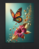 Butterfly & Hibiscus Canvas Art (16x24")