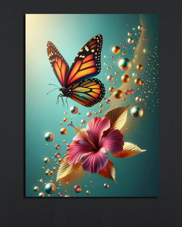 Butterfly & Hibiscus Canvas Art (16x24")
