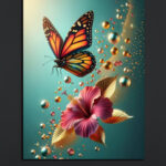 Butterfly & Hibiscus Canvas Art (16x24")