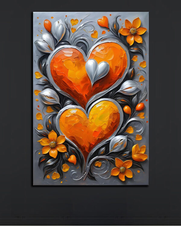Orange Heart Floral Wall Art (2x3 Fit)
