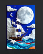 Sailing Ship Moonlit Wall Art (2x3 Fit)