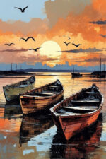 Sunset Rowboats Canvas Art (2x3 Fit) - Image 2