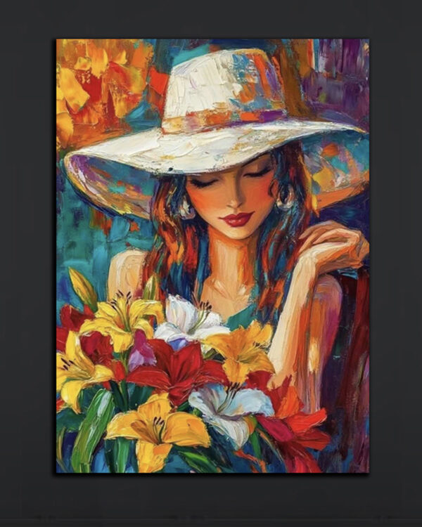 Lady in Hat with Flowers Art Print (2x3 Fit)