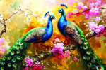 Peacock Pair Canvas Art  ( 2x3 Fit ) - Image 2
