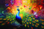 Vibrant Peacock Wall Art (16x24") - Image 2