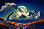 Moonlit Mountain Landscape Canvas ( 2x3 Fit ) - Image 2