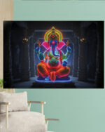 Neon Lord Ganesha Wall Art ( 16x24" )