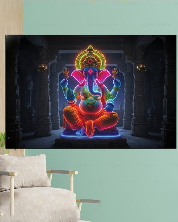 Neon Lord Ganesha Wall Art ( 16x24" )