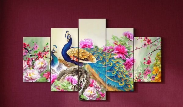 Peacock 2x3 five panel canvas