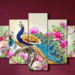 Peacock 2x3 five panel canvas