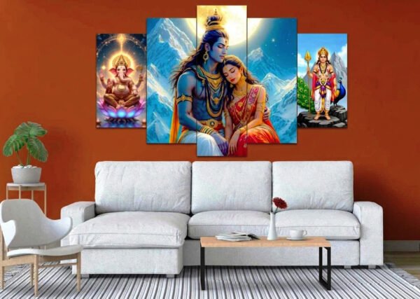 Mahadev Parbati Ganesh 2x3 fit five panel